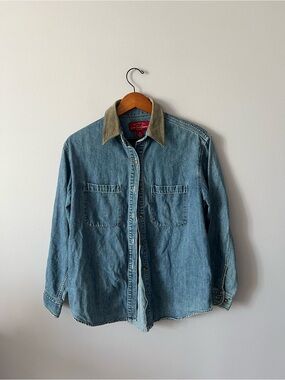 Limited Jeans Cotton Denim Shirt Jacket with Contrast Collar